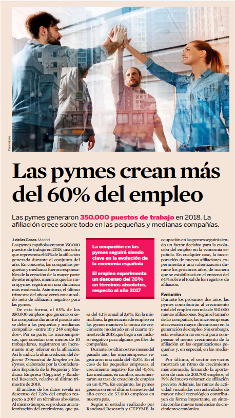 Las Pymes crean más del 60% del empleo