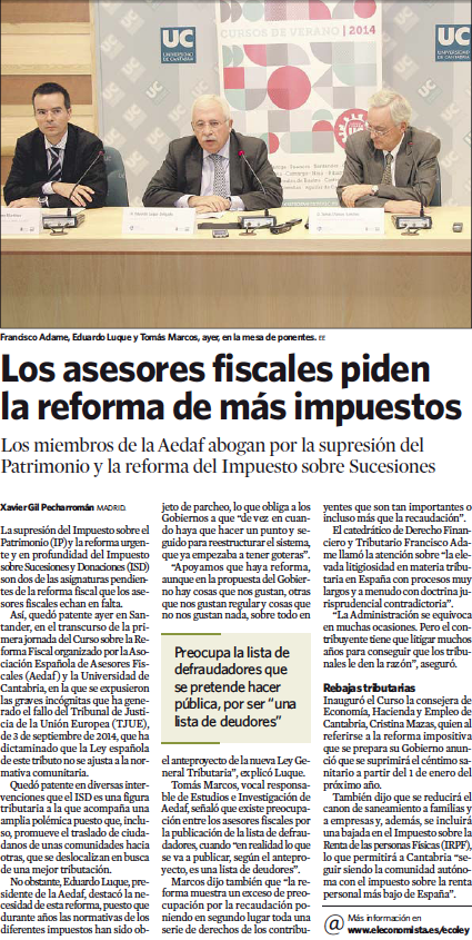 Los asesores fiscales piden la reforma de más impuestos